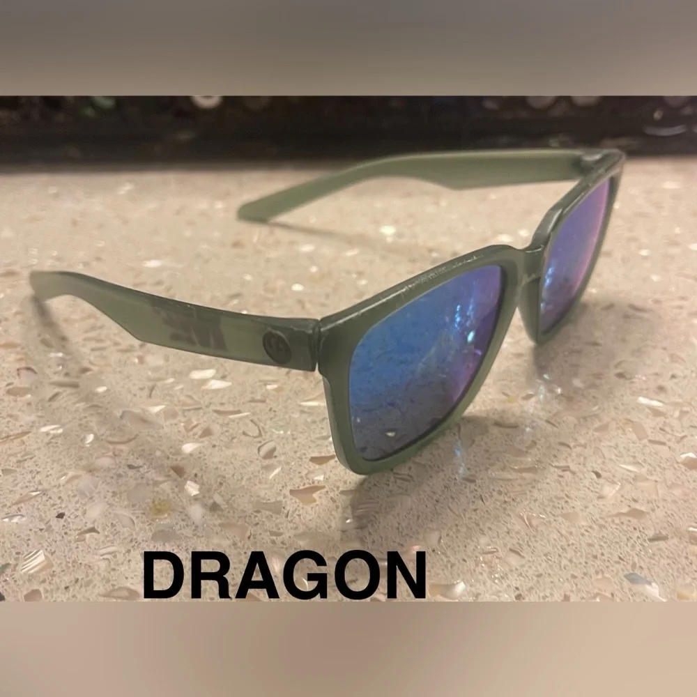 Dragon Alliance Green Sunglasses with Blue Lenses